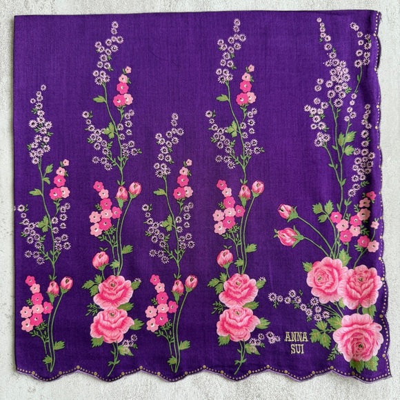Anna Sui vintage handkerchief Purple Floral - Picture 5 of 5